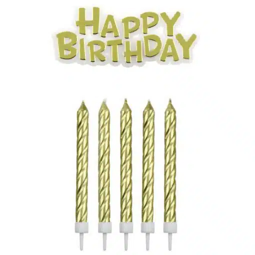 PME Candles & Happy Birthday Gold pk/17