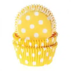 House of Marie Baking cups Polkadot Geel - pk/50