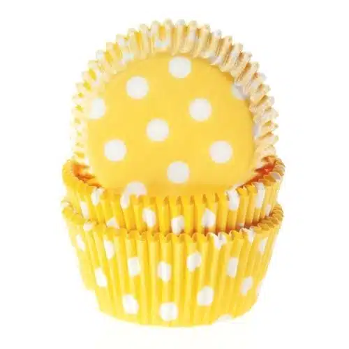House of Marie Baking cups Polkadot Geel - pk/50