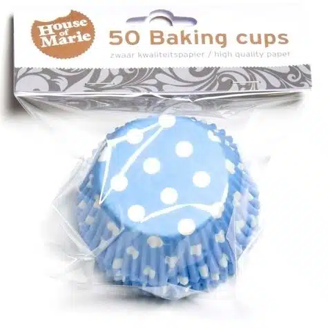 House of Marie Baking cups Polkadot Blauw - pk/50