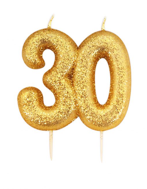 Anniversary Moulded glitter Candle 30