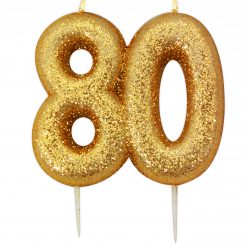 Anniversary House Gouden Glitter Kaars 80