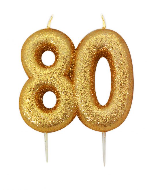 Anniversary House Gouden Glitter Kaars 80