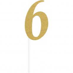 Anniversary House Cake Topper Gold Nummer 6