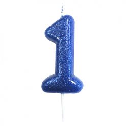 Anniversary House Glitter blue candle