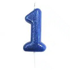 Anniversary House Glitter blue candle