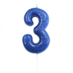 Anniversary House Glitter blue candle