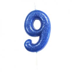 Anniversary House Glitter blue candle