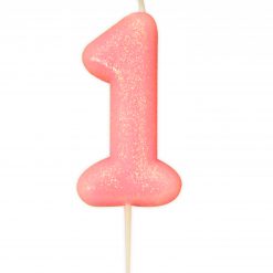 Anniversary House Glitter Pink Candle 1
