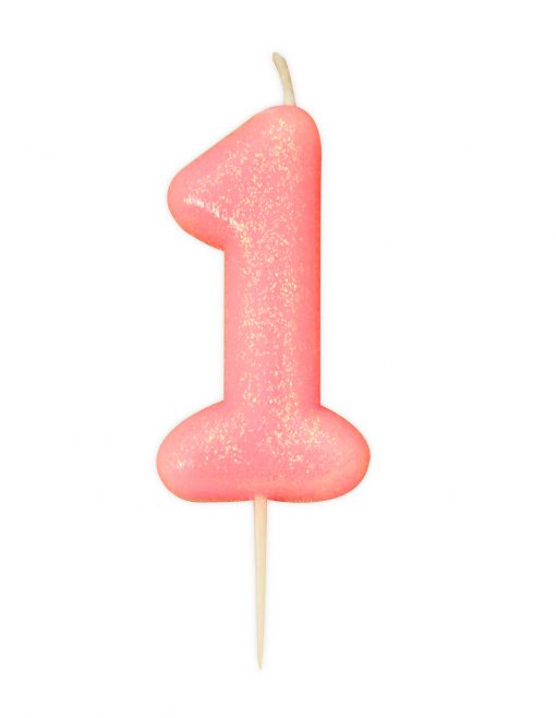 Anniversary House Glitter Pink Candle 1