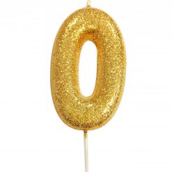 Anniversary House Glitter Candle Gold 0