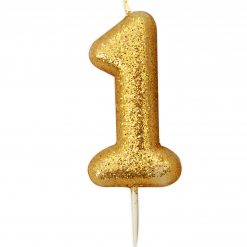 Anniversary House Glitter Candle Gold 1