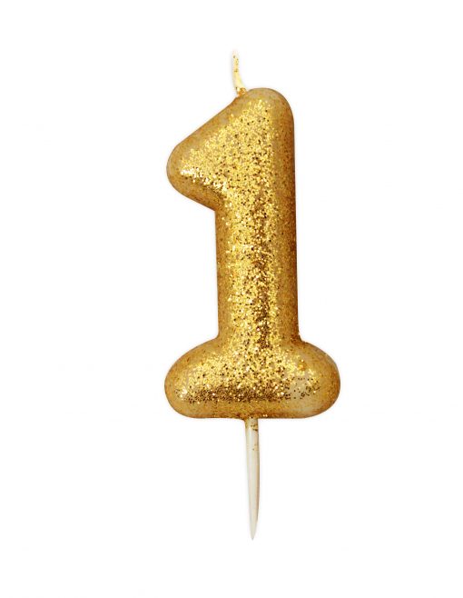 Anniversary House Glitter Candle Gold 1