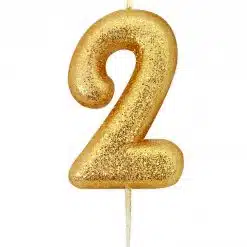 Anniversary House Glitter Candle Gold 2