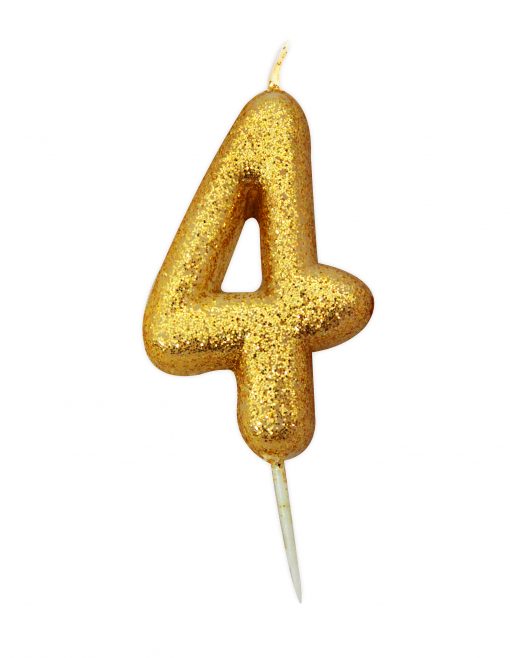 Anniversary House Glitter Candle Gold 4