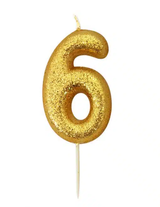 Anniversary House Glitter Candle Gold 6
