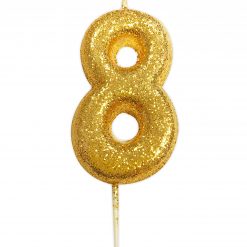 Anniversary House Glitter Candle Gold 8