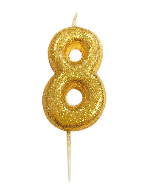 Anniversary House Glitter Candle Gold 8