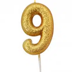 Anniversary House Glitter Candle Gold 9