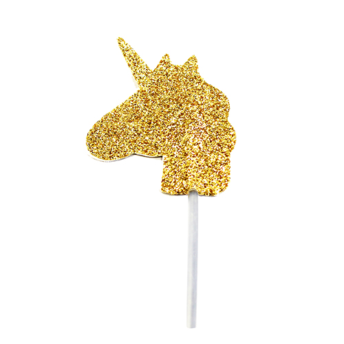 Anniversary House Cupcake Topper Gold Glitter Unicorn