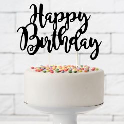 PartyDeco Cake Topper Happy Birthday Zwart