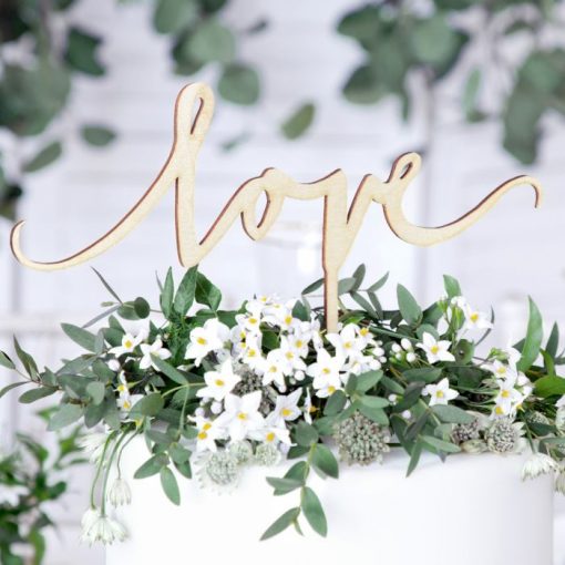 PartyDeco Cake Topper Love - hout