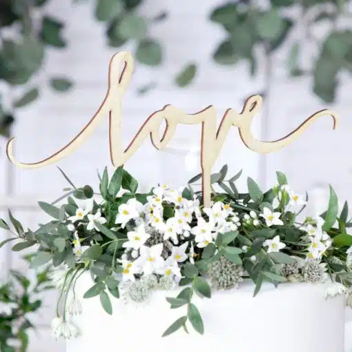 PartyDeco Cake Topper Love - hout