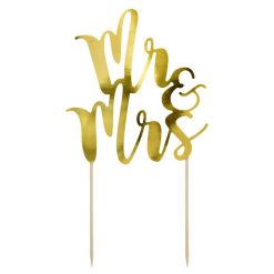 PartyDeco Cake Topper Mr & Mrs Goud