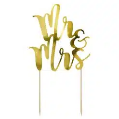 PartyDeco Cake Topper Mr & Mrs Goud