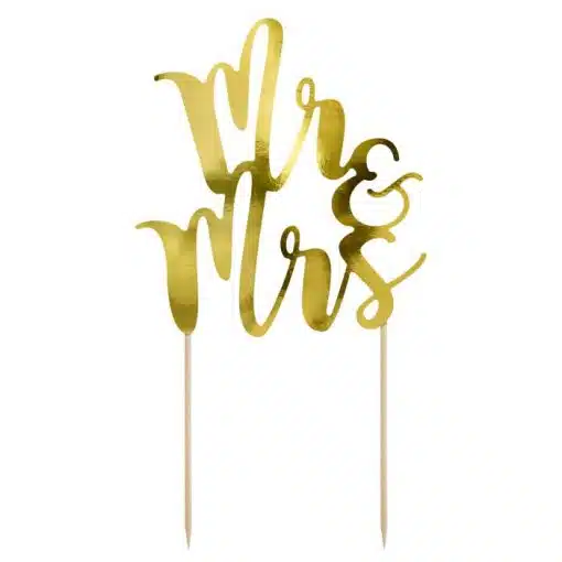 PartyDeco Cake Topper Mr & Mrs Goud