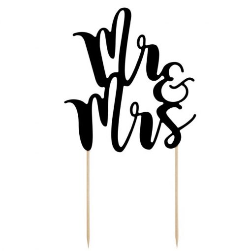 PartyDeco Mr & Mrs topper -Zwart