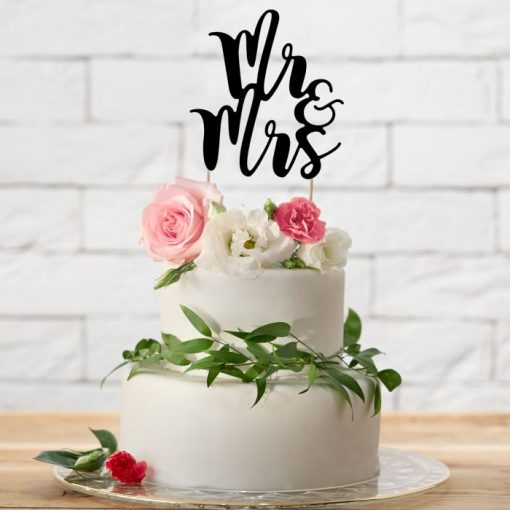 PartyDeco Mr & Mrs topper -Zwart