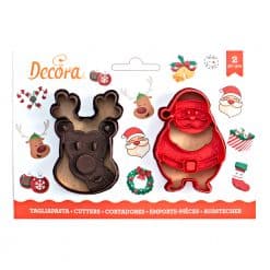 Decora Plastic Cookie Cutter Santa & Rudolph