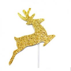 Anniversary House Glitter Gold Reindeer Cupcake Toppers