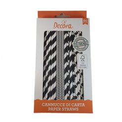 Decora Papieren Rietjes Zwart - Wit Assorti