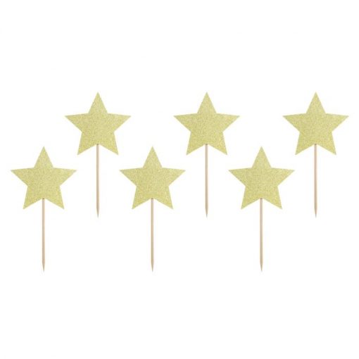 PartyDeco Cupcake Toppers Sterren Goud