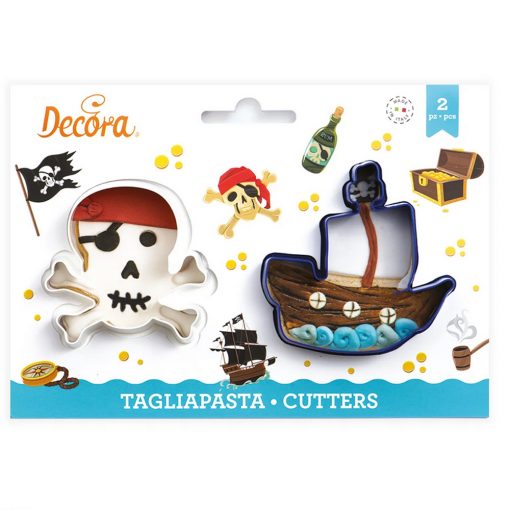 Decora Skull & Boat Plastic Cookie Cutter Set/2