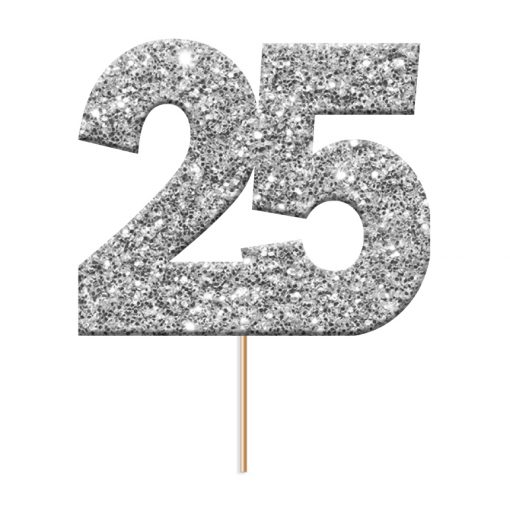 Anniversary House Cupcake Toppers 25 Zilver