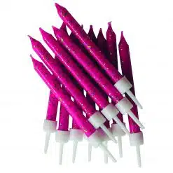 Anniversary House Glitter Kaarsje Fuchsia