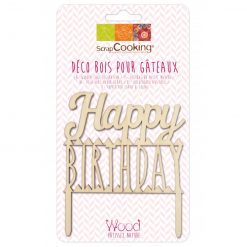 Scrapcooking Cake Topper Happy Birthday Hout