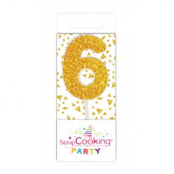 Scrapcooking Mini kaars goud nummer 6