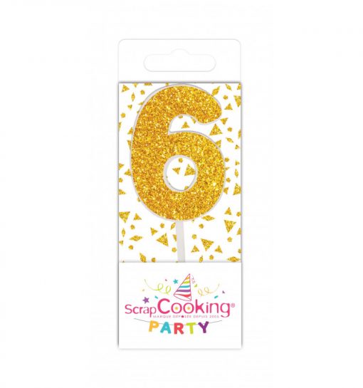 Scrapcooking Mini kaars goud nummer 6