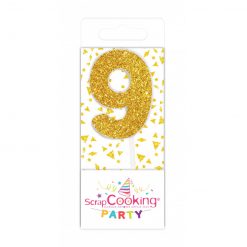 Scrapcooking mini kaars goud nummer 9