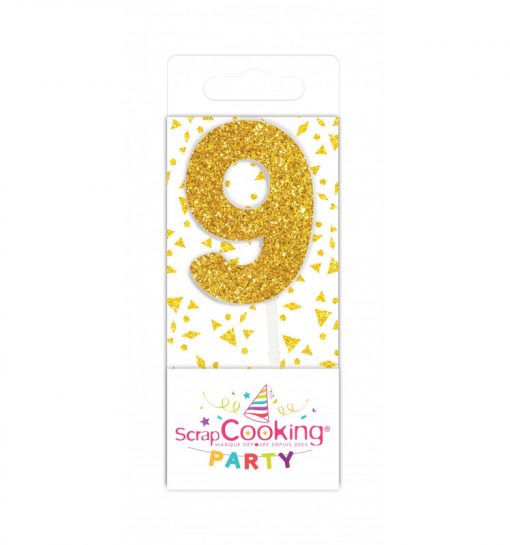 Scrapcooking mini kaars goud nummer 9