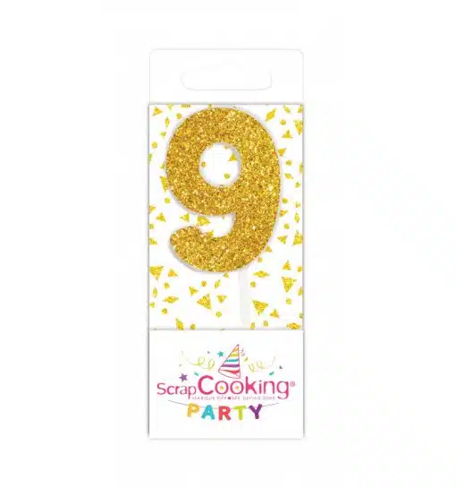 Scrapcooking mini kaars goud nummer 9