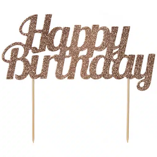 Anniversary House Rose Gold Cake Topper Happy Birthday