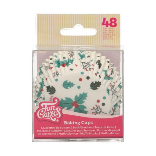 FunCakes Baking Cups Holly Leaf