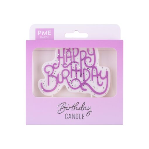 PME Taarttopper Kaars Happy Birthday Roze Glitter