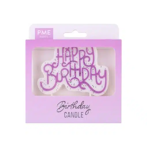 PME Taarttopper Kaars Happy Birthday Roze Glitter
