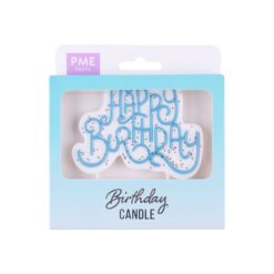 PME Taarttopper Kaars Happy Birthday Blauw Glitter